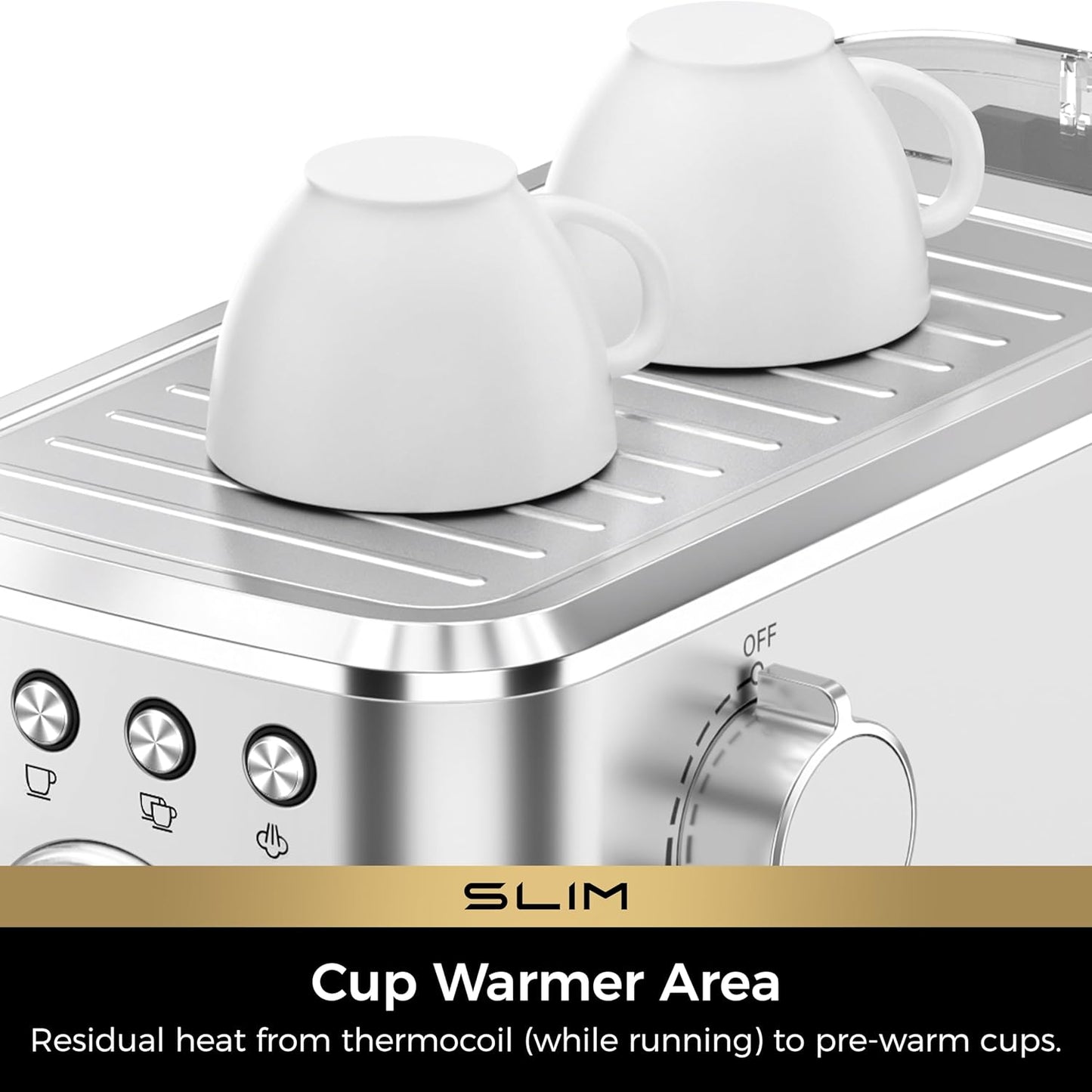 CHULUX Slim Espresso Machine with Milk Frother Steam Wand, 20 Bar Professional Italian Pump Espresso Coffee Machine for Home Cappuccino & Latte Maker, Silver