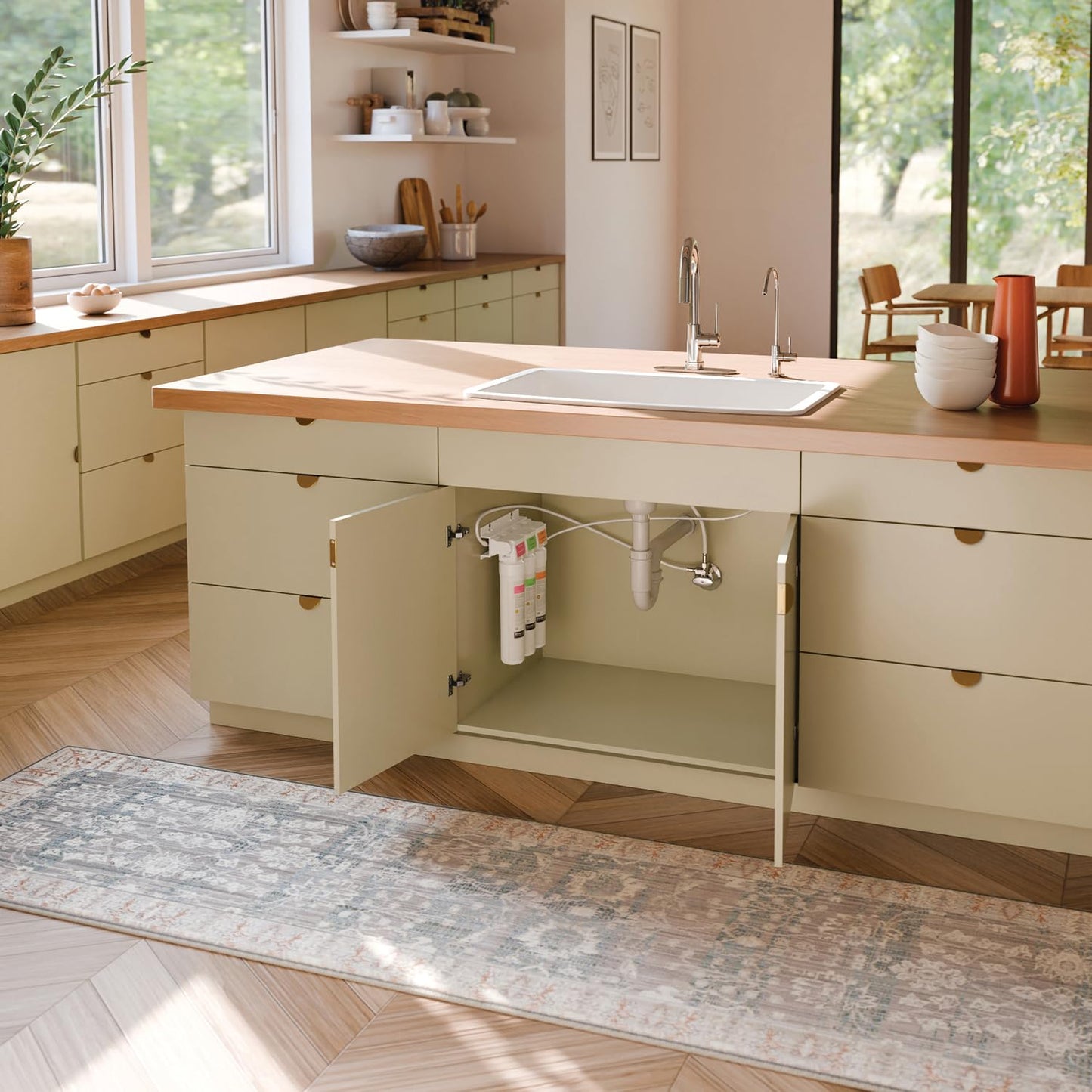 Brondell Coral UC300 Under Sink Water Filtration System – Reduces PFAS, Lead, & Chlorine in Drinking Water, Water Purifier with Designer Chrome Faucet – Quick Change Filter, WQA Gold Seal-Certified