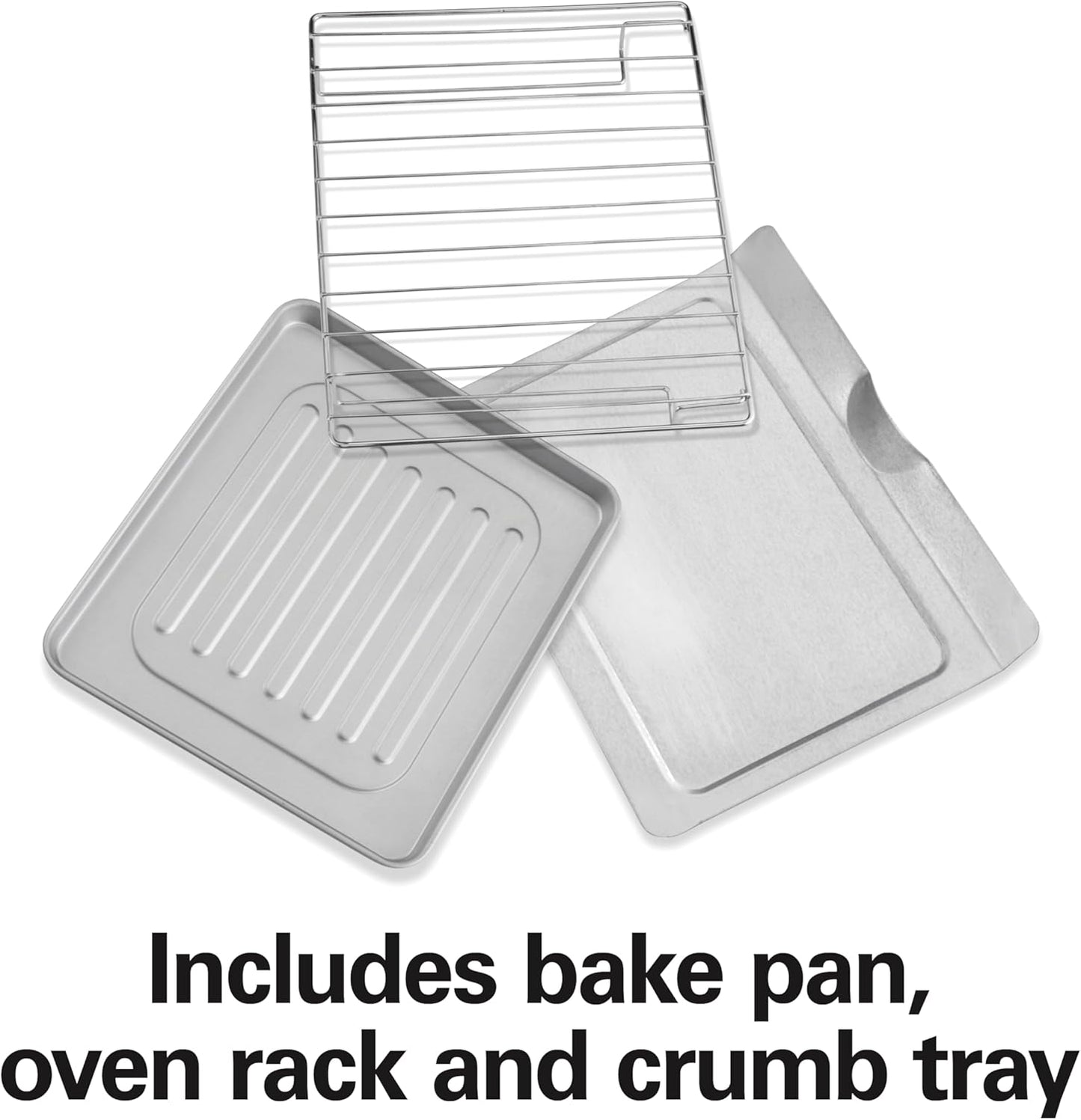 Hamilton Beach Easy Reach 4-Slice Countertop Toaster Oven With Roll-Top Door, 1200 Watts, Fits 9” Pizza, 3 Cooking Functions for Bake, Broil and Toast, Silver (31344DA)