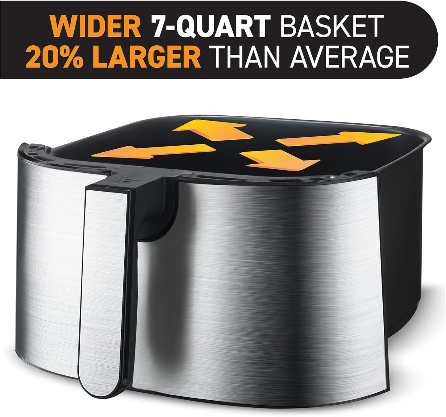 Gourmia Air Fryer Oven Digital Display 7 Quart Large AirFryer Cooker 12 Touch Cooking Presets, XL Air Fryer Basket 1700w Power Multifunction GAF778 Black and stainless steel air fryer FryForce 360°