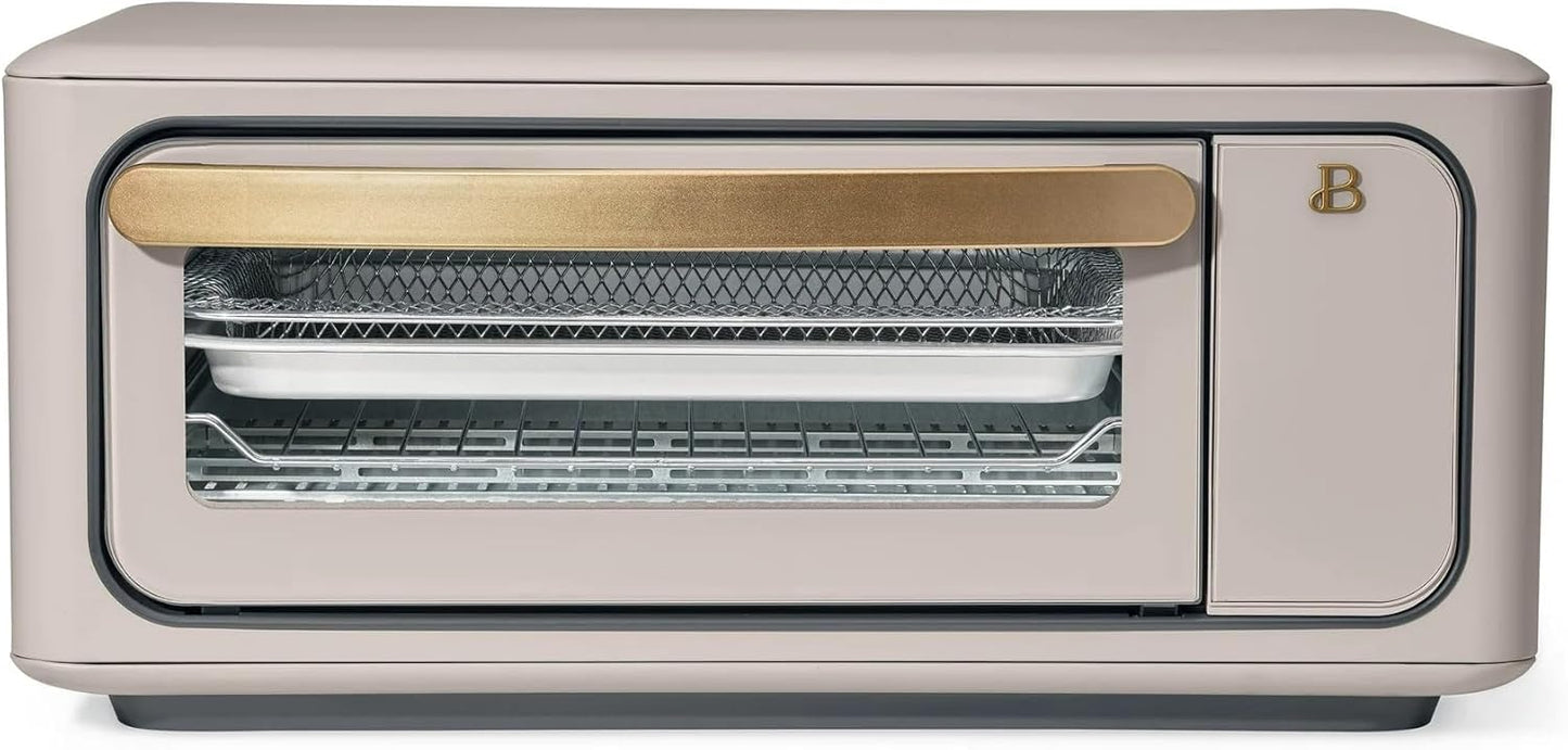 Beautiful Infrared Air Fryer Toaster Oven Combo - 10-in-1 Countertop Convection Oven with Air Fry, Bake, Pizza, Toast & Dehydrate Functions - 1800W Stainless Steel Kitchen Appliance (Porcini Taupe)