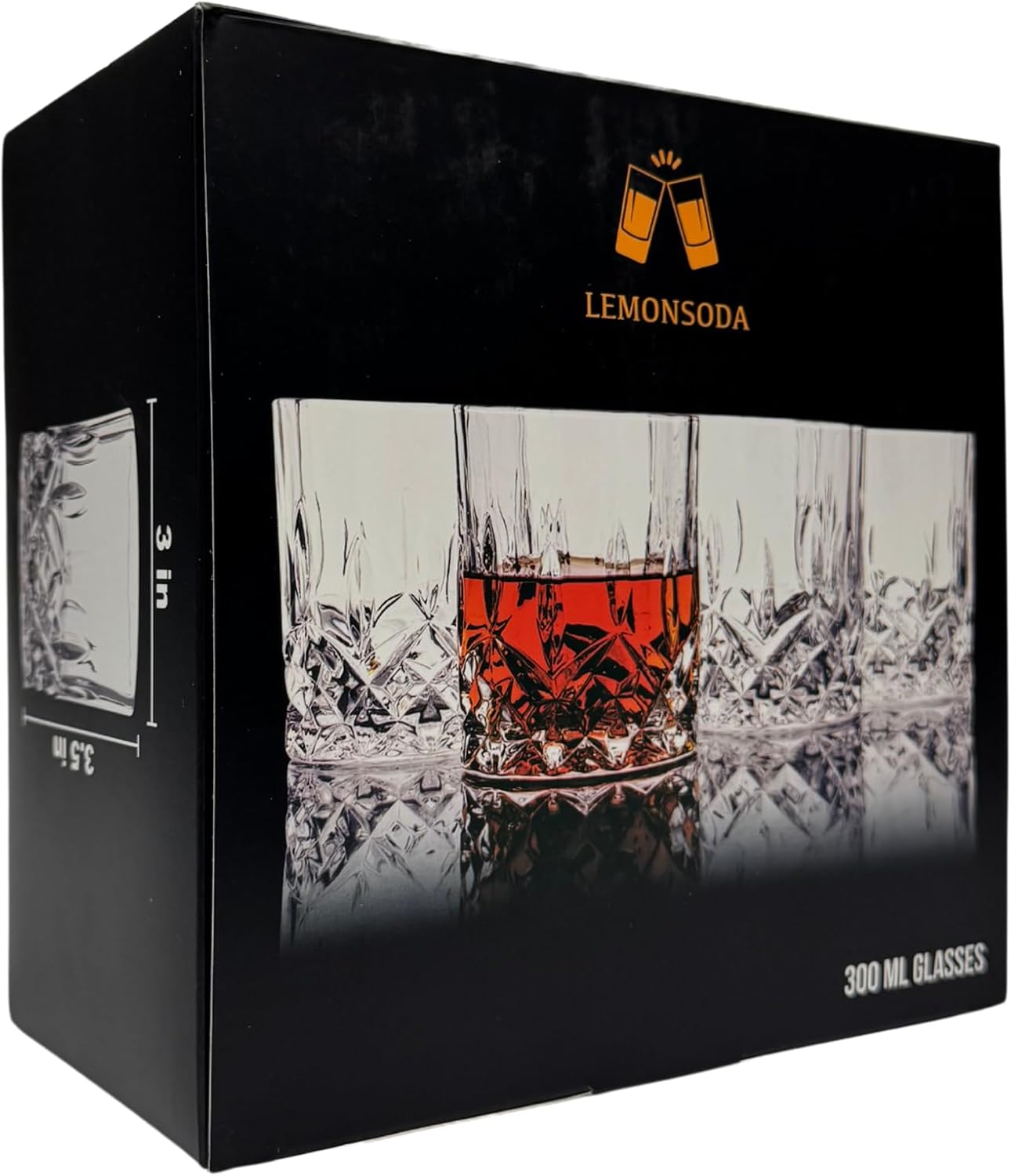 LEMONSODA Crystal Cut Old Fashioned Whiskey Glasses Set of 2, 4, 6-10oz Ultra-Clear Premium Lead-Free Rocks Glass Tumbler For Drinking Bourbon, Scotch, Cognac, Cocktails (Set of 4)