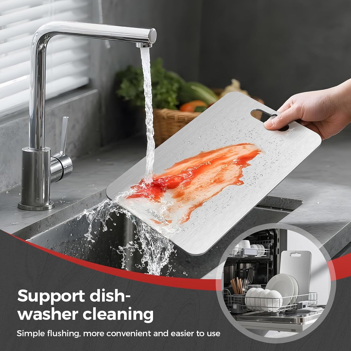 Titanium Cutting Boards for Kitchen, 100% Pure Titanium Cutting Boards Double Sided Non Toxic Cutting Board, Hygiene Durable Dishwasher Safe 13”× 8”