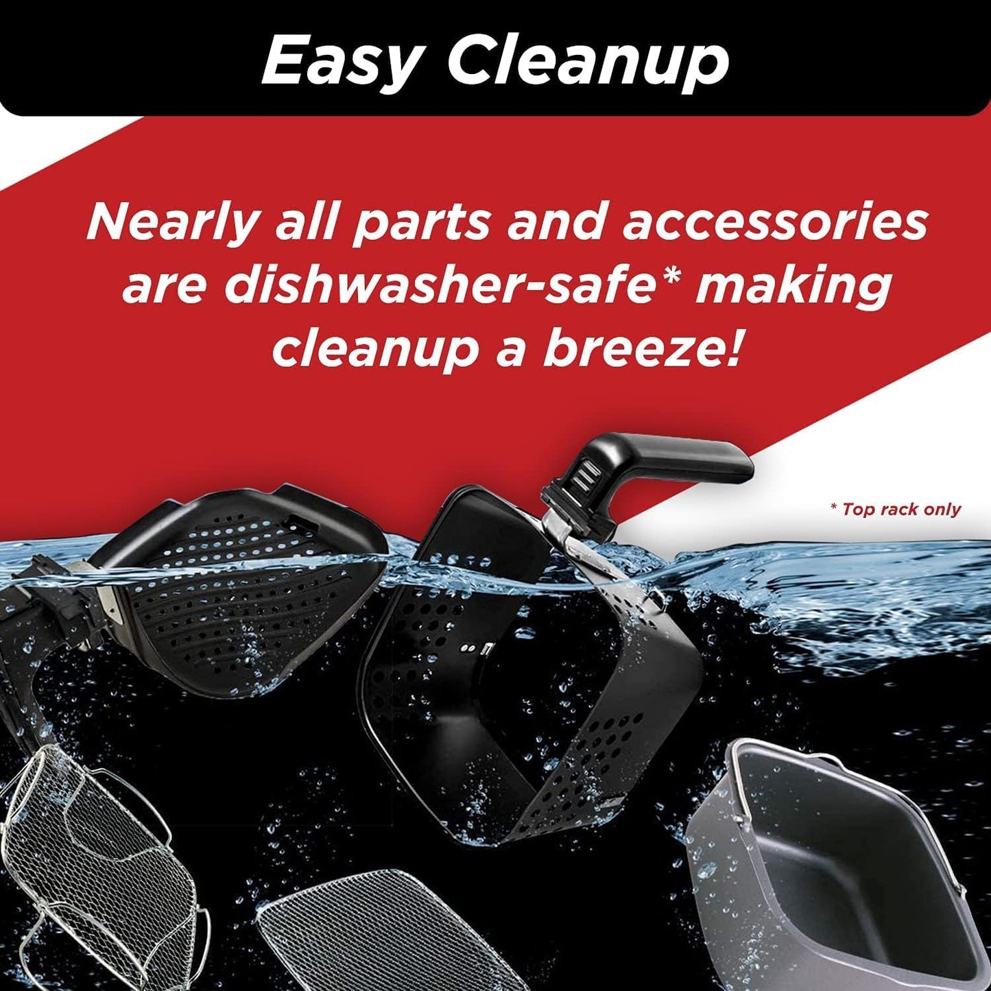 Nuwave Brio 6-Quart Healthy Digital Smart Air Fryer with Probe One-Touch Digital Controls, Advanced Cooking Functions, Removable Divider Insert & Grill Pan (NEW ACCESSORY),Black