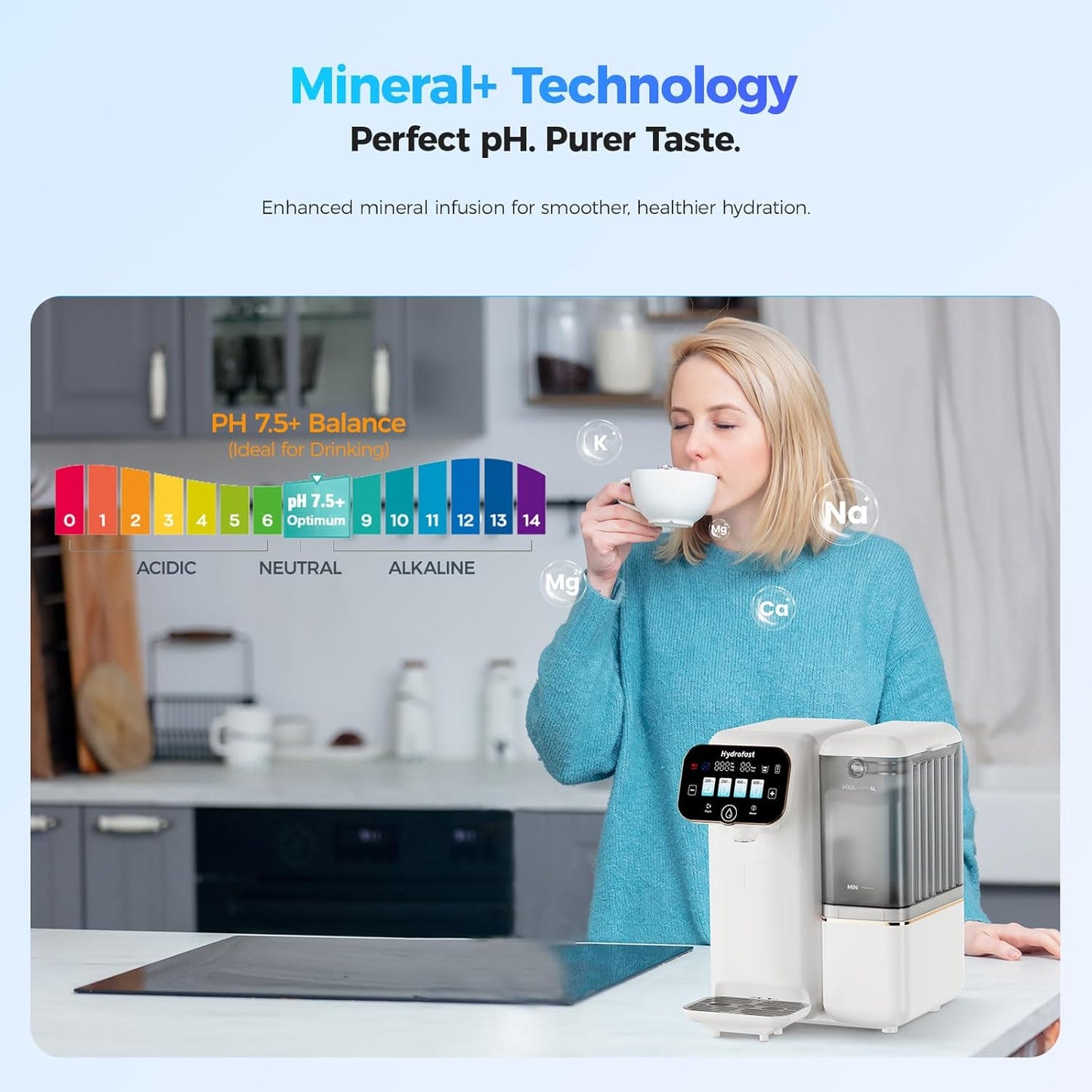 Countertop Reverse Osmosis Water Filter, UV 6 Stage RO Filtration System with Remineralization pH Balance, Portable Water Purifier for Kitchen, RV, Office, No Installation, B100