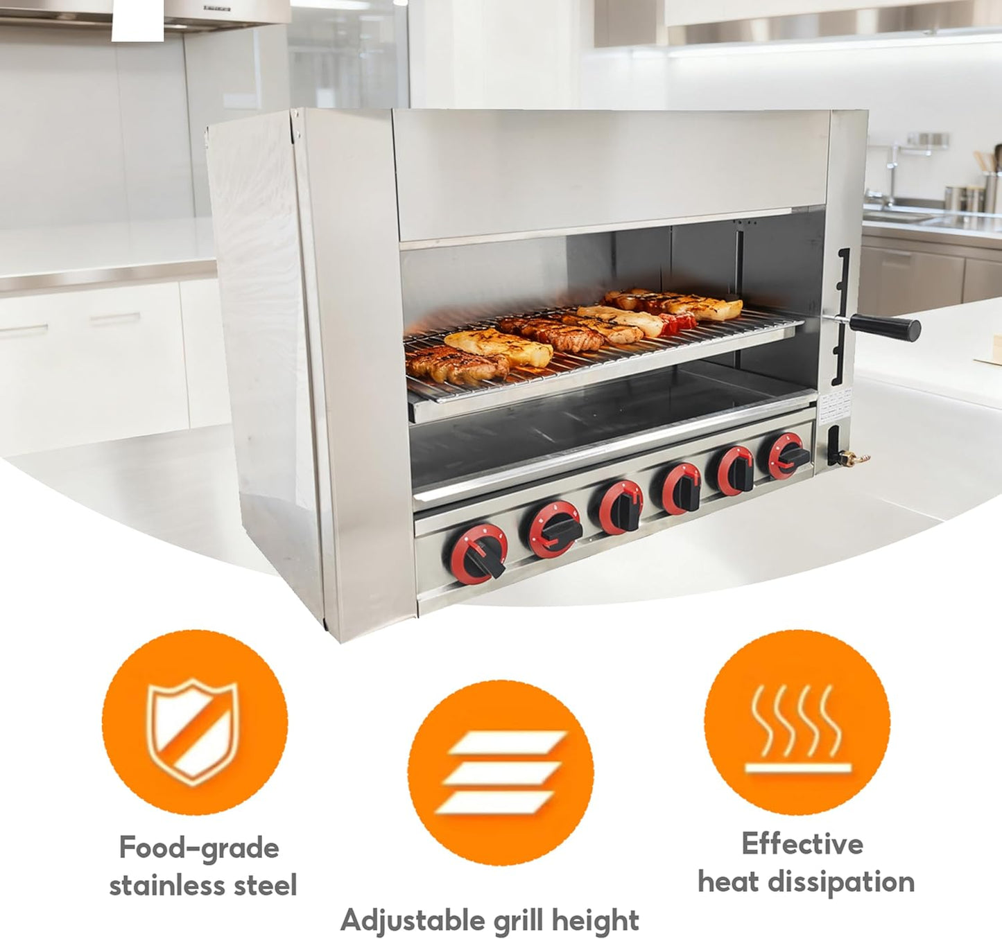 TECHTONGDA LPG Gas Toaster Ovens Cheese Melter Grill Countertop Salamander Broiler for Melt Cheese, Toast Sandwiches and Grill Steaks