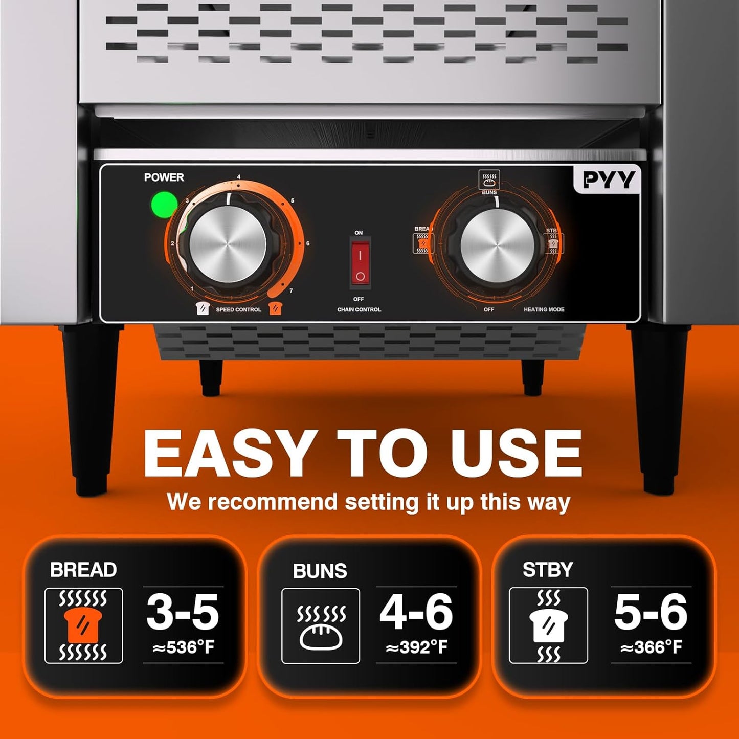 PYY Commercial Conveyor Toaster 300 Slices/Hour, Electric Conveyor Belt Toaster for Toast, Bun, Bagel, Bread, Heavy Duty Stainless Steel Toaster Oven for Restaurant, Bakery, Buffet Use