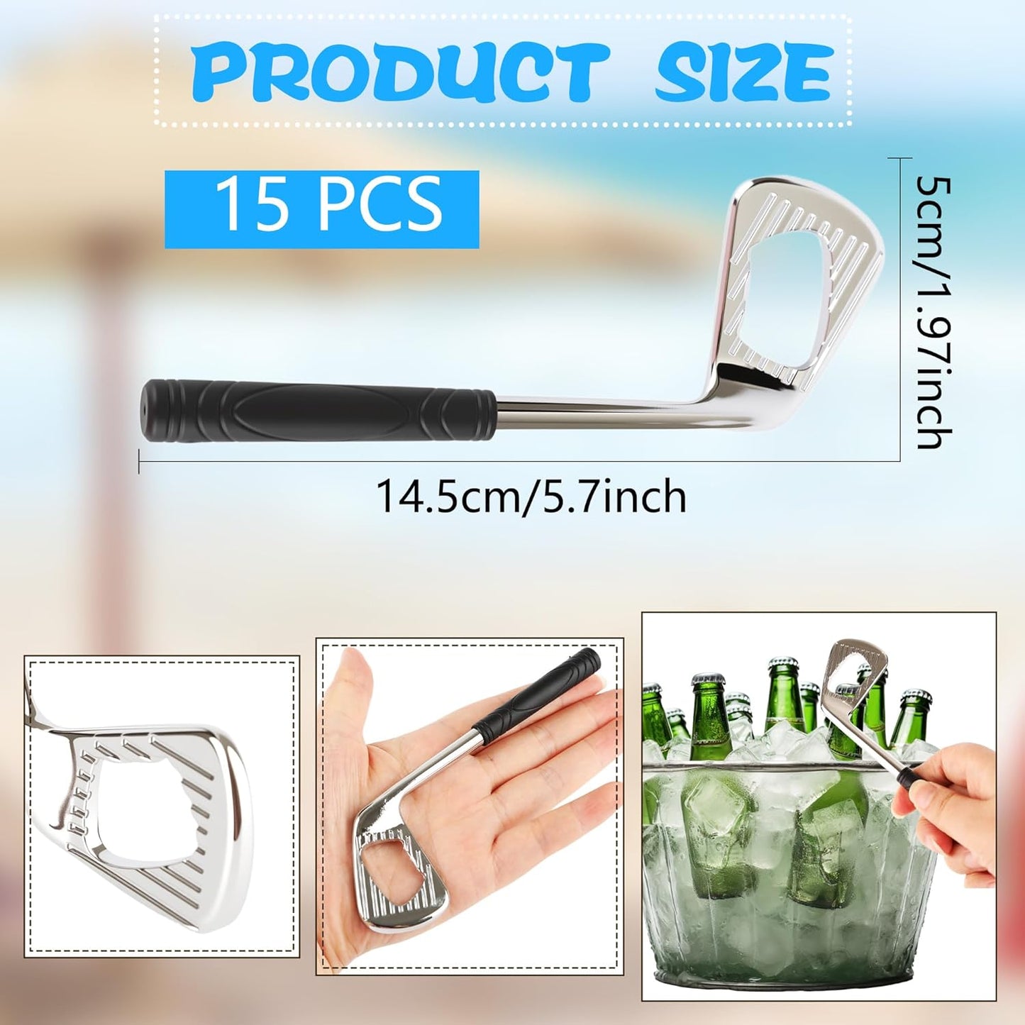 15 Pcs Golf Bottle Opener Novelty Beer Bottle Opener Copper Beer Cap Remover for Sports Enthusiasts Golf Club Party Gifts Drinking Accessories Wedding