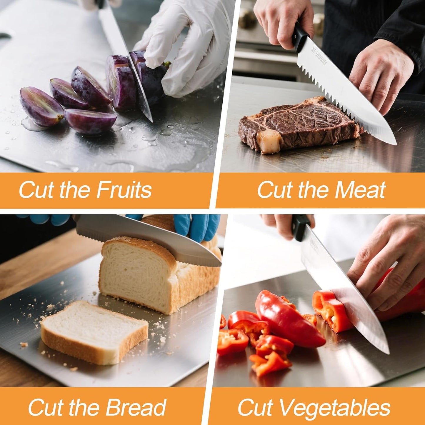 100% Pure Titanium Cutting Boards for Kitchen, Titanium Cutting Board Set of 3, 2025 New Food-Grade Chopping Board for Easy to Clean and Will Not Absorb Odors