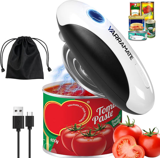 YARRAMATE Electric Can Opener, One Touch Rechargeable Automatic Can Openers for Kitchen Fits All Cans Sizes - Smooth Edge, Hands-Free for Seniors | With Storage Bag, Portable for Travel