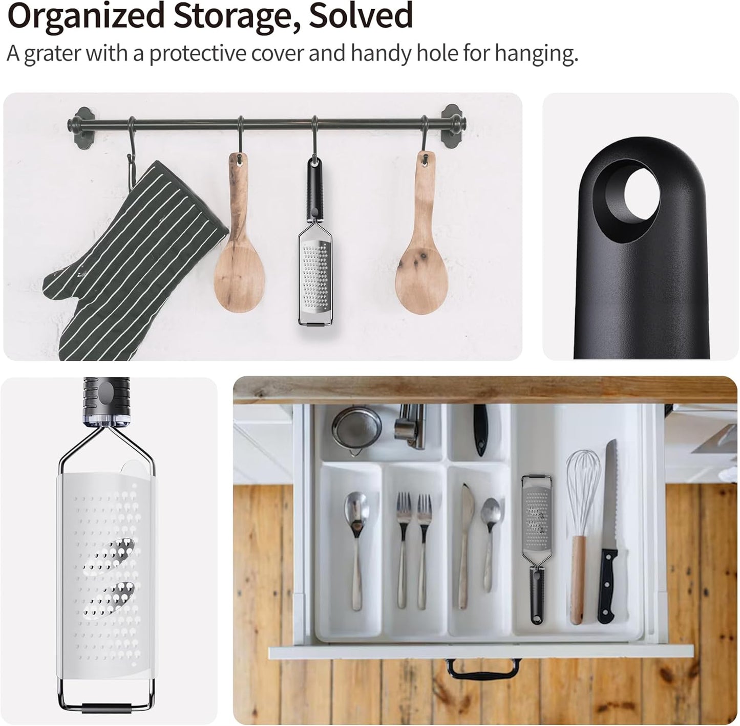 Cheese Grater with Non-Slip Handle,L12" X W2.5",Coarse Grater