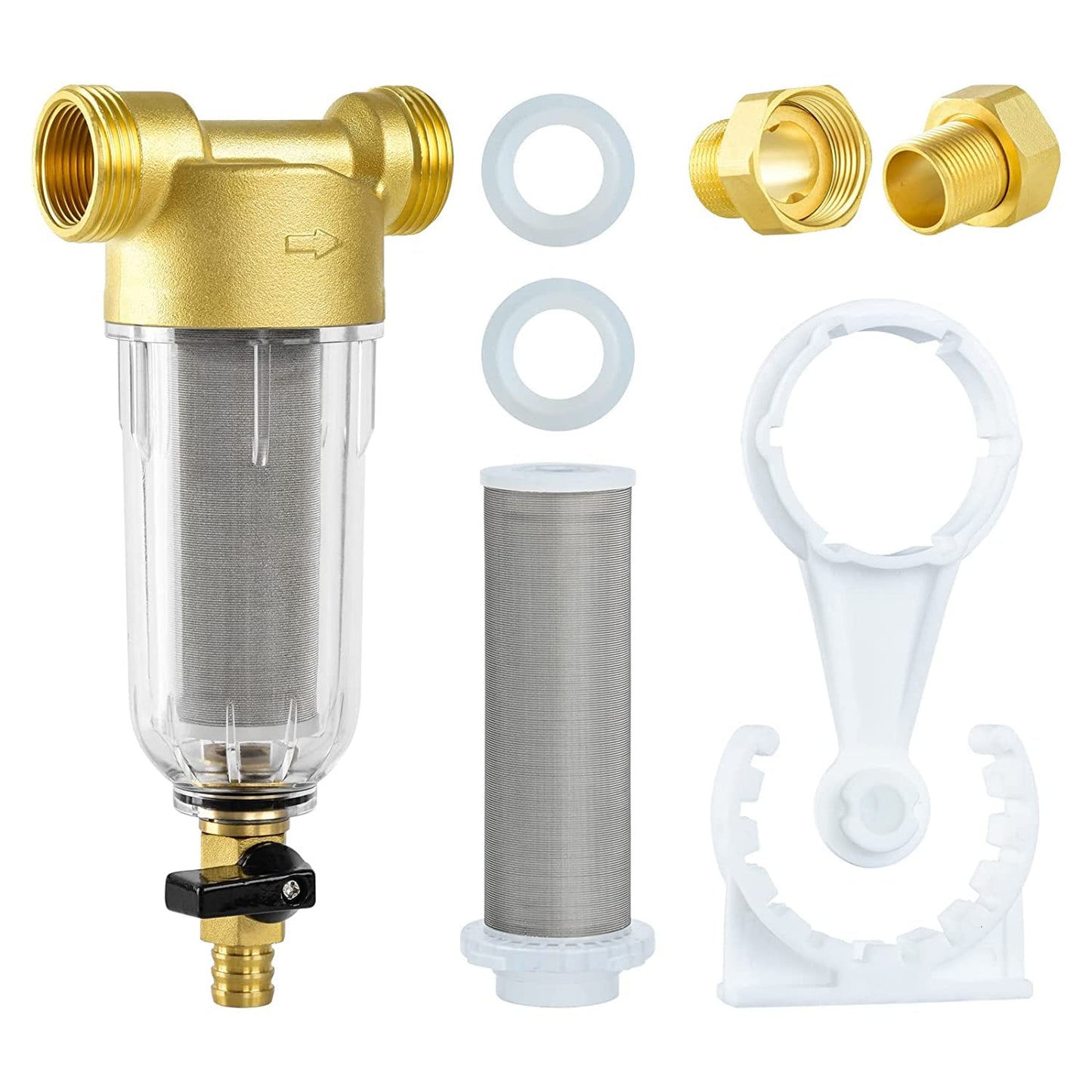 50 Micron Spin Down Sediment Filter for Whole House and Well Water, Reusable Washing Machine Water Filter, BPA-Free Pre-Filter