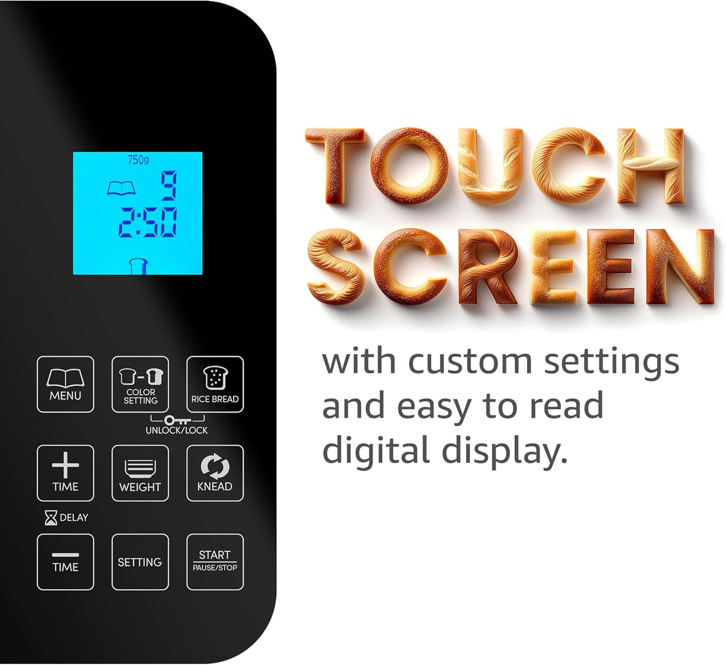 Elite Gourmet EBM8224MM Programmable 2 Lb. Bread Maker, PFAS free Ceralast™ Ceramic Pan, Touch Screen Control Panel, 19-Functions, Gluten Free, White, Wheat, Rye & more, 3 Loaf Sizes, Stainless Steel