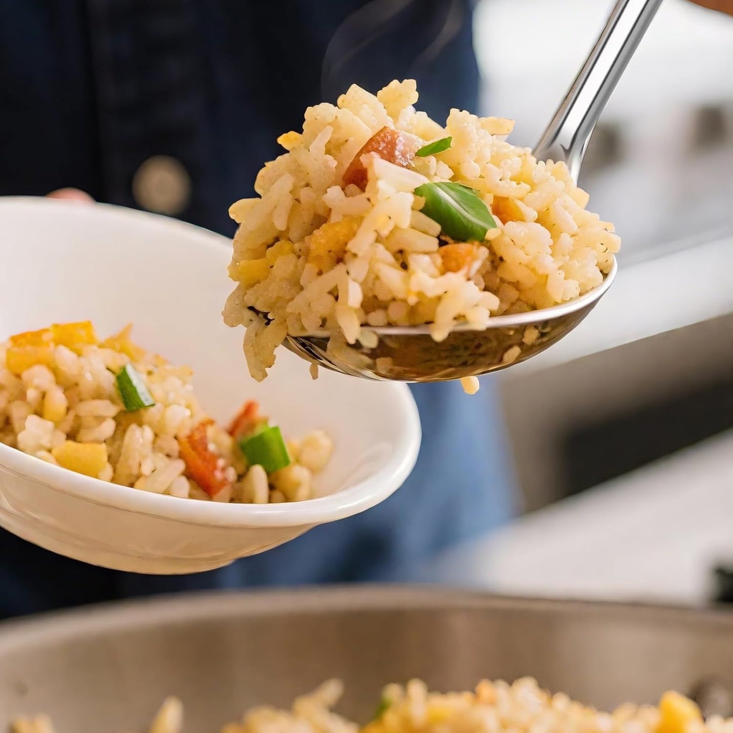 3-Piece Stainless Steel Cooking Spoons Set – Includes Slotted Spoon, Serving Spoon & Soup Ladle, Heat-Resistant, Dishwasher Safe, Ergonomic Handles for Home & Commercial Use