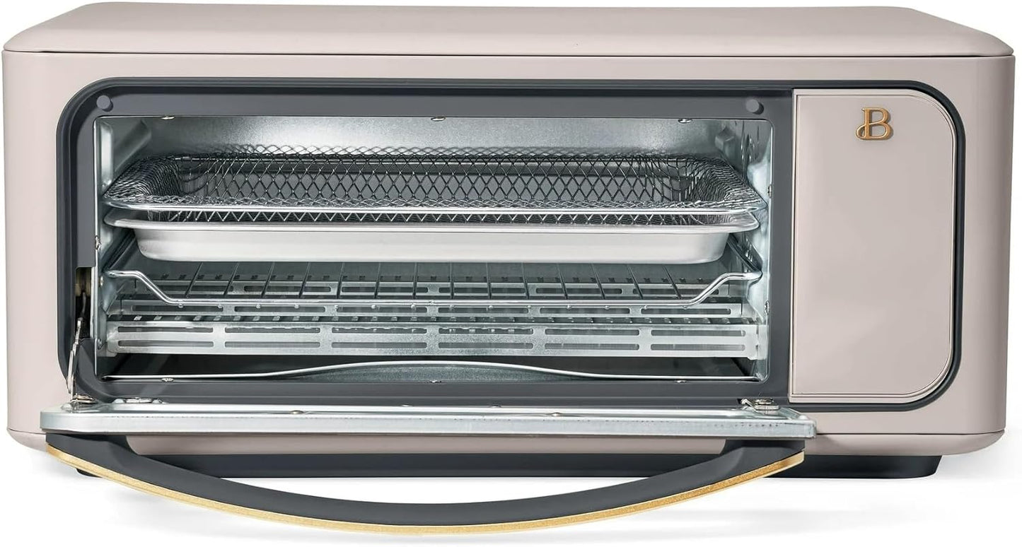 Beautiful Infrared Air Fryer Toaster Oven Combo - 10-in-1 Countertop Convection Oven with Air Fry, Bake, Pizza, Toast & Dehydrate Functions - 1800W Stainless Steel Kitchen Appliance (Porcini Taupe)