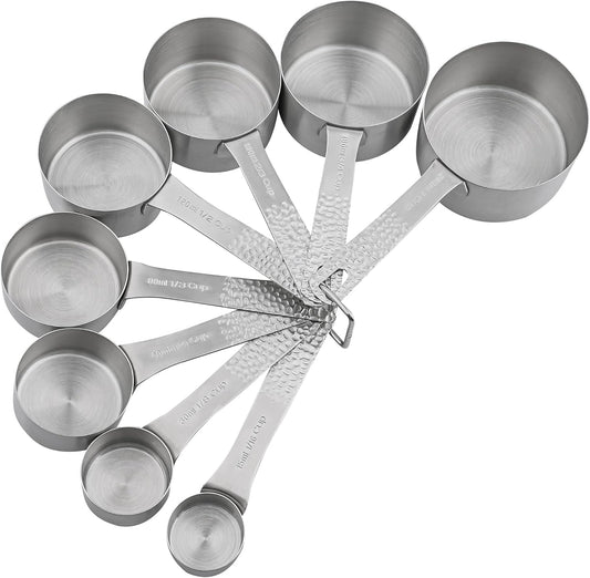 Smithcraft Measuring Cups, 8 Piece Dry Measuring Cup Set, 18/8 Stainless Steel Measuring Cups for Baking, Metal Kitchen Measure Cups with 1/16, 1/8, 1/4, 2/3 and 3/4 Cup Measuring Cup, Cooking Gadgets