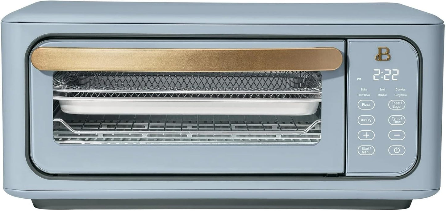 Beautiful Infrared Air Fryer Toaster Oven Combo - 10-in-1 Countertop Convection Oven with Air Fry, Bake, Pizza, Toast & Dehydrate Functions - 1800W Stainless Steel Kitchen Appliance (Cornflower Blue)