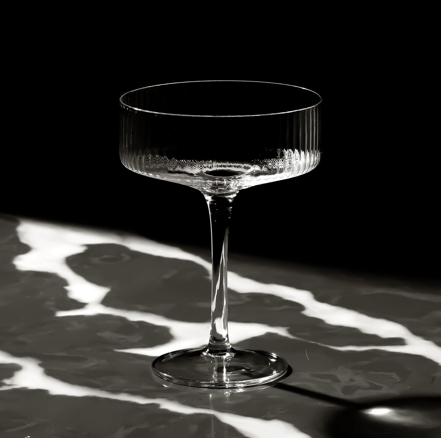 LEMONSODA Ribbed Martini Coupe Glasses - Classic Barware for Espresso Martini, Manhattan, Cosmopolitan – Handcrafted Luxury Glassware for Home Entertaining (Ribbed 9.5oz, Set of 24) (2267)