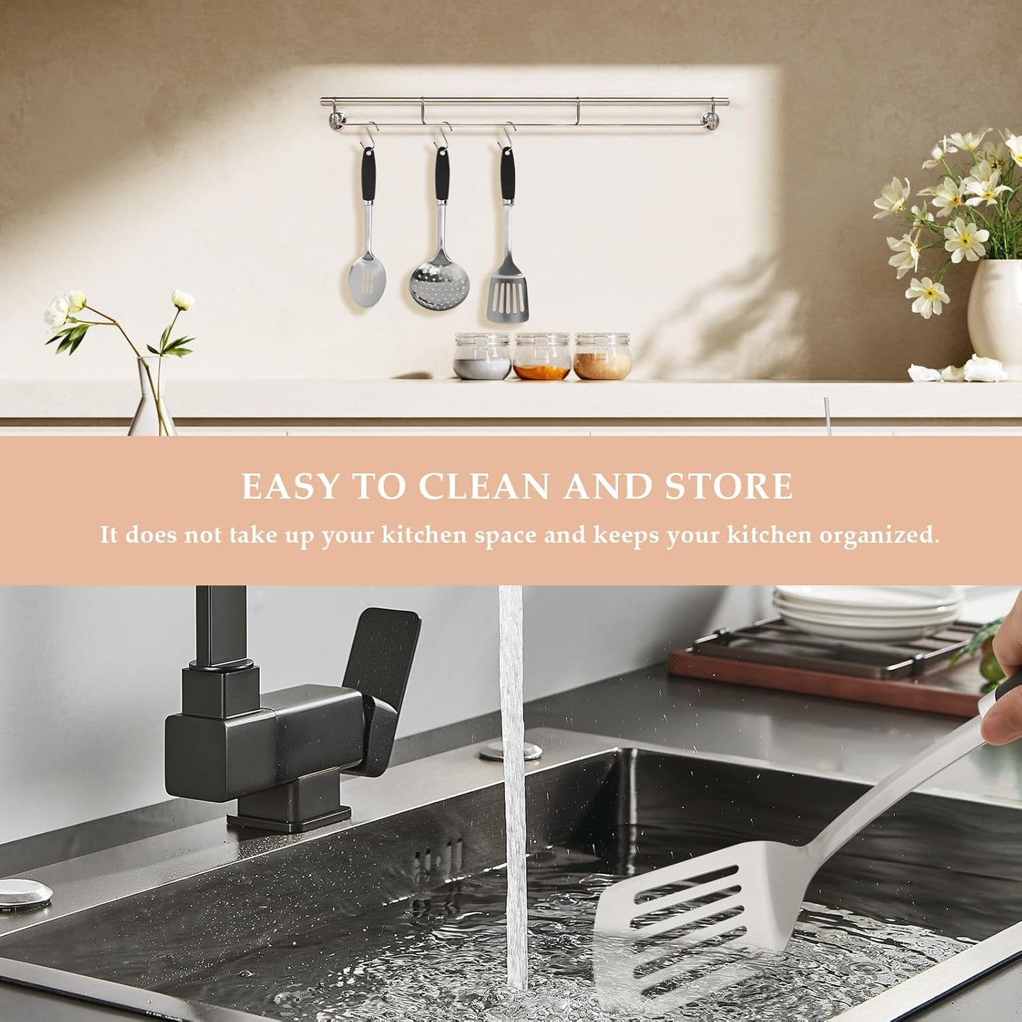 3-Piece Cooking Utensils Set Stainless Steel Large Serving Spoons Set Slotted Spoon Spatula Turner Skimmer Commercial and Residential Use Dishwasher Safe