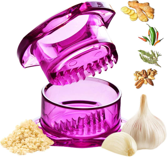 Nextrend Garlic Twister 4th Gen – Garlic Mincer & Garlic Press in One, for Ginger, Herbs, Nuts & more, BPA-Free, Dishwasher Safe, 3–5 Clove Capacity - Purple
