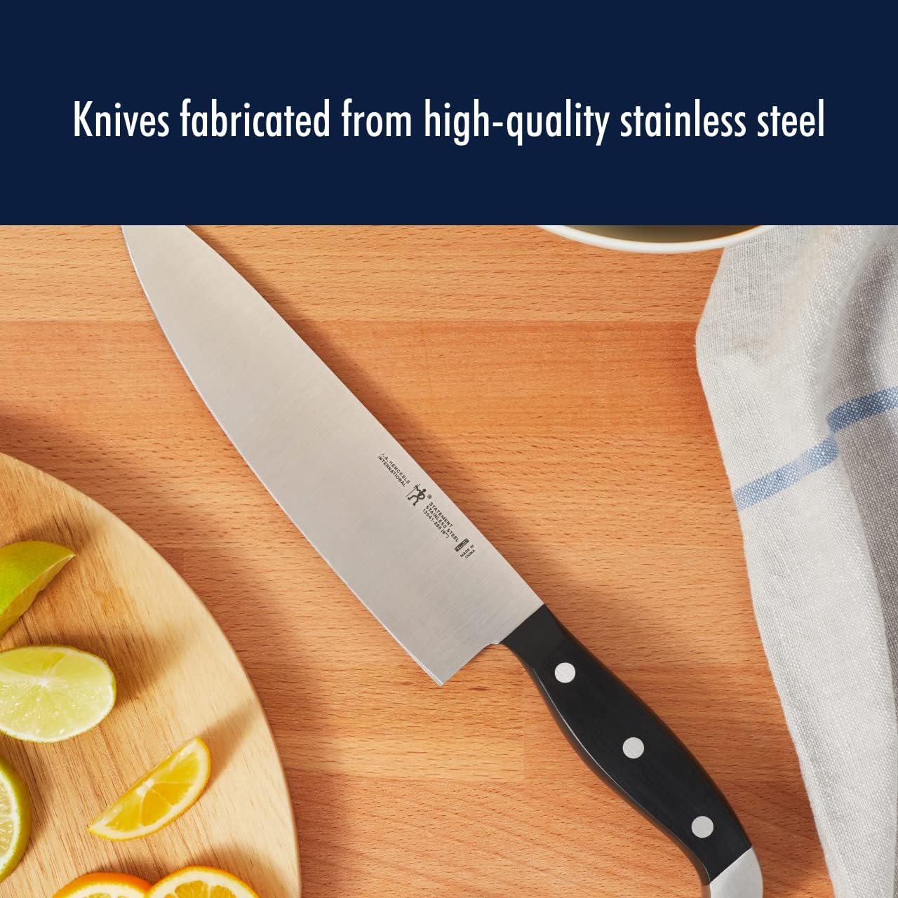 HENCKELS Statement Razor-Sharp 20-Piece White Handle Knife Set, Chef Knife, Bread Knife, German Engineered Knife Informed by over 100 Years of Mastery