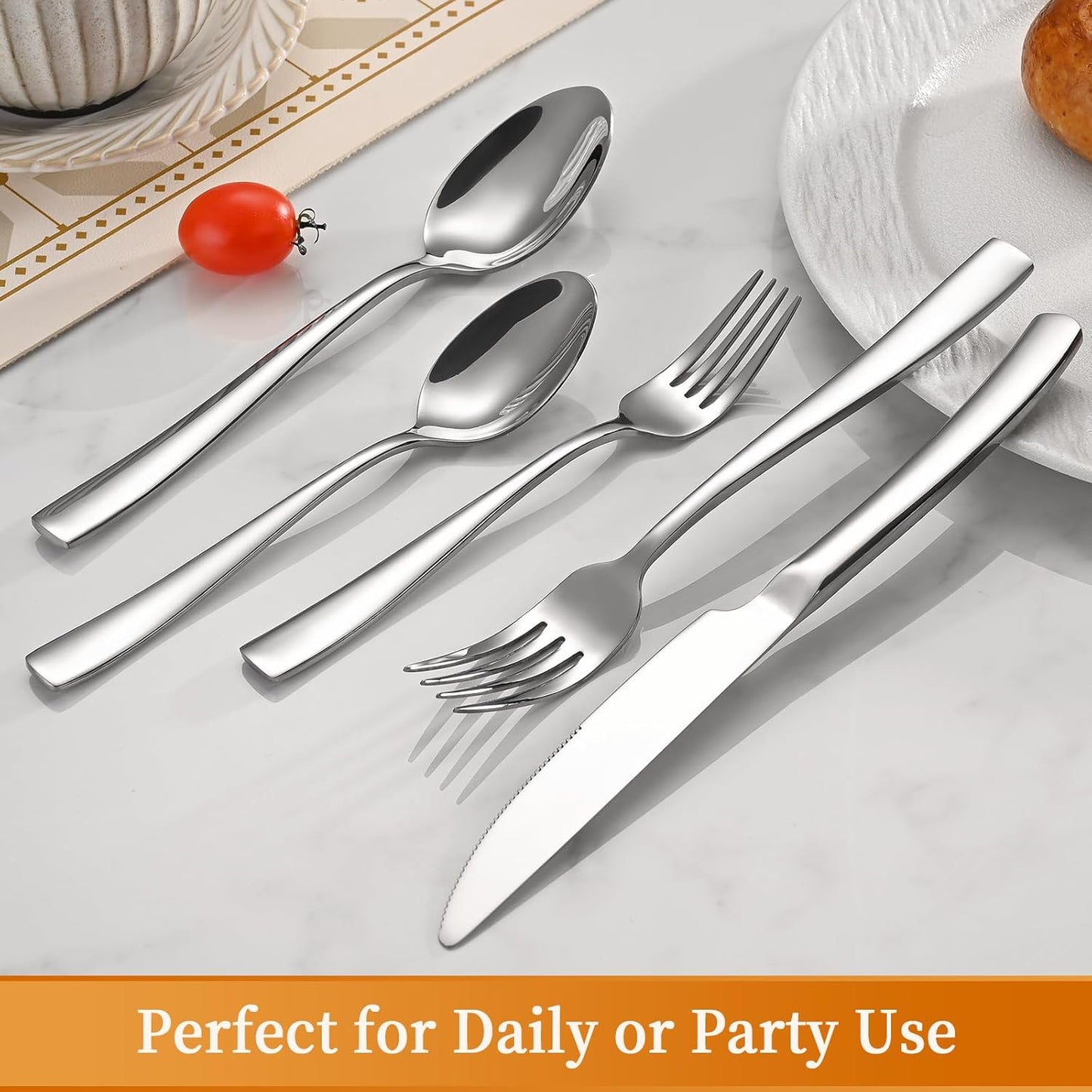 20-Piece Silverware Set, Heavy Duty Stainless Steel Flatware Cutlery Set Service for 4, Food-Grade Utensil Sets for Home Restaurant, Dishwasher Safe