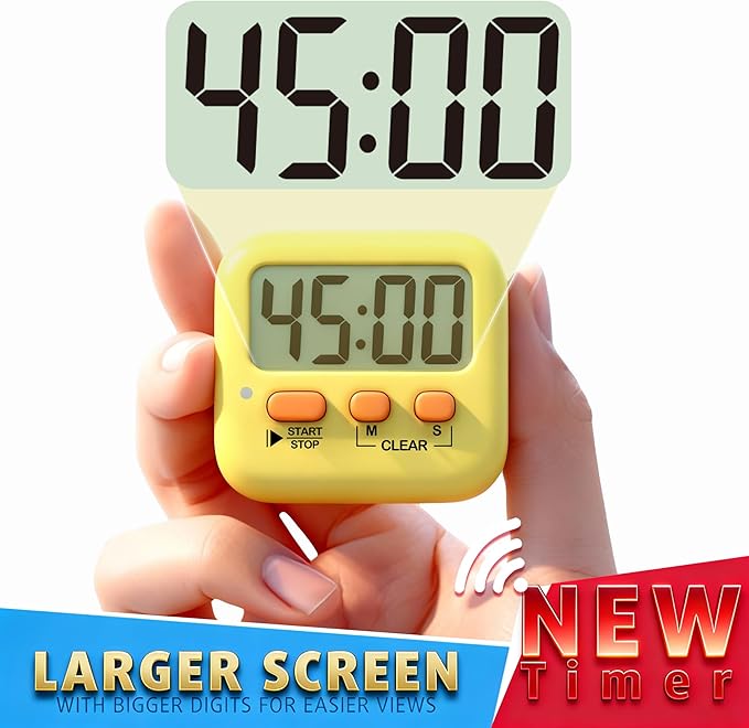 Antonki 2 Pack Digital Timer for Kids, Magnetic Countdown Kitchen Timers for Cooking, Egg, Classroom, Teacher, Exercise, Study, Oven - Battery Included