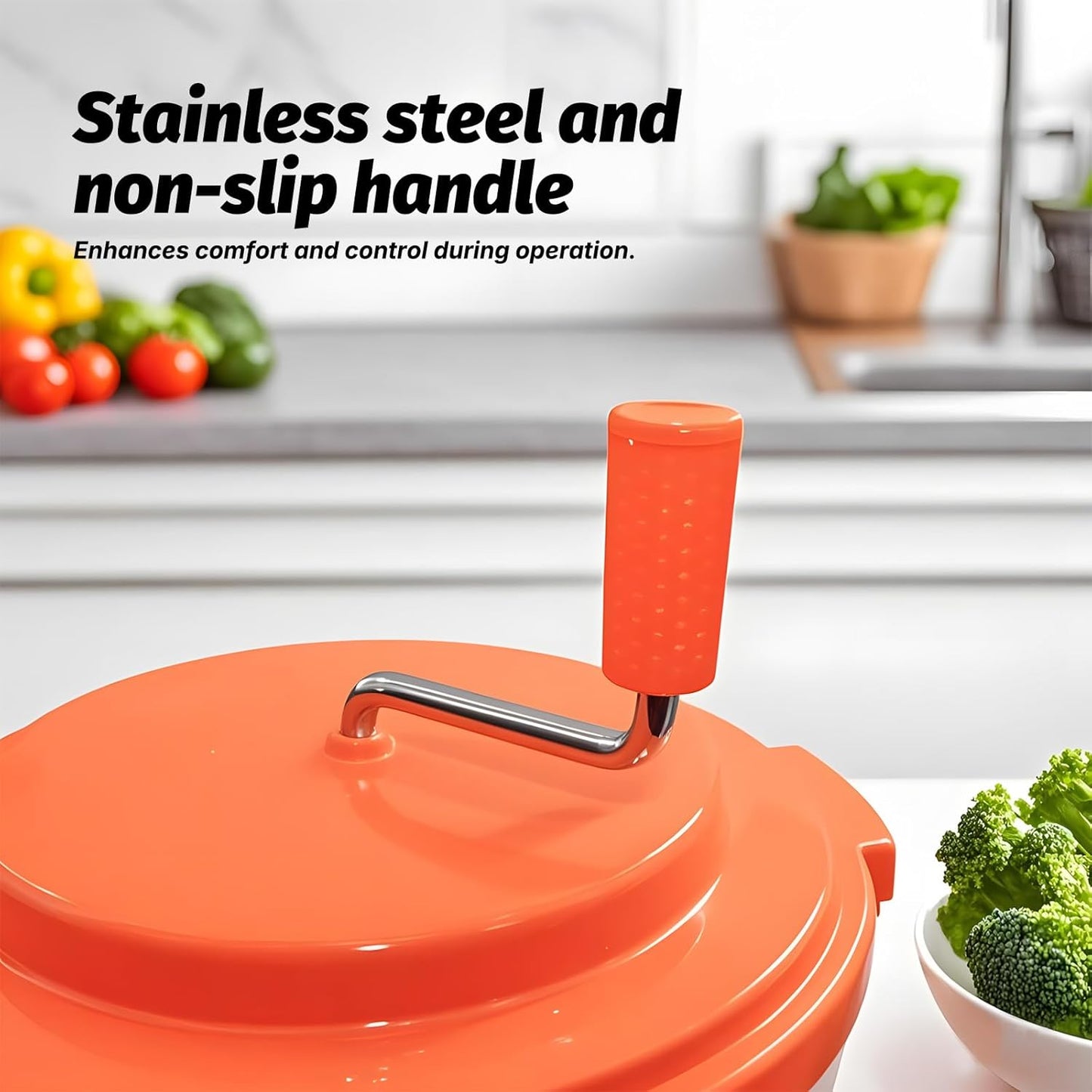 CMI 2.5 Gal/10 Qt Large Commercial Salad Spinner Jumbo Manual Lettuce Dryer-Dries up to 4 Heads of Lettuce, Orange (SP-9.5)