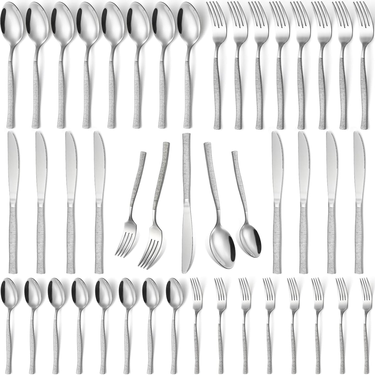40-Piece Silverware Set Stainless Steel Flatware Set for 8,Dinner Knives Forks and Spoons Silverware Set Cutlery Utensil Set for Home,Kitchen,Restaurant,Hotel