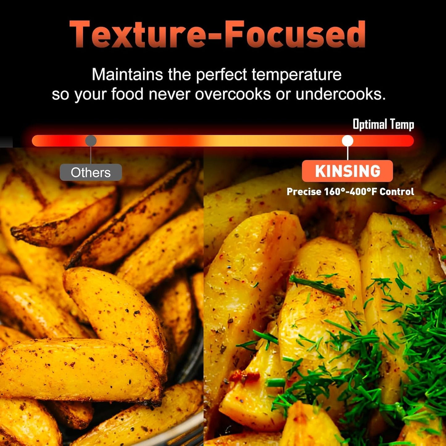 Air Fryer with Window Visible 8-in-1,8.7-Qt Large space,85% Less Oil,Roast, Bake, Dry, Reheat, Frozen, Broil,160-400℉ Even Results With Precise Temperature Control,Dishwasher-Safe