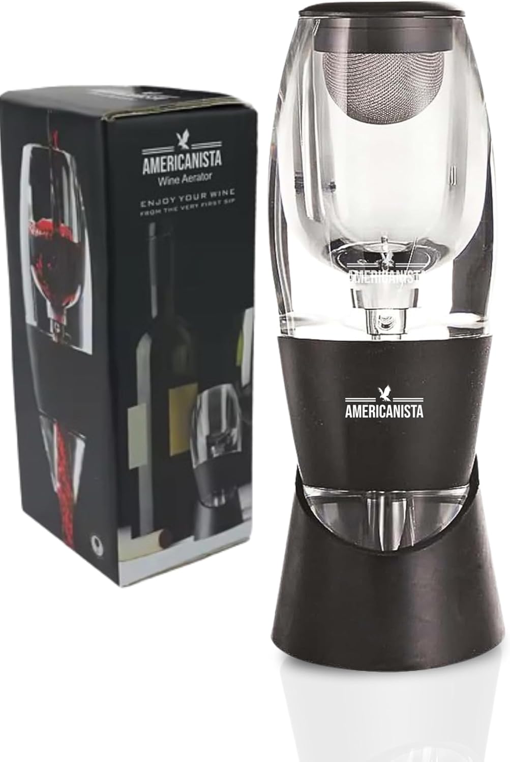 Red Wine Aerator- Wine Pourer- Decanter- Premium Wine Aerator with Stand - Decanter Aerating Spout with Filter for any type of Bottle or Glass- Oxygenator Accessory for Wine