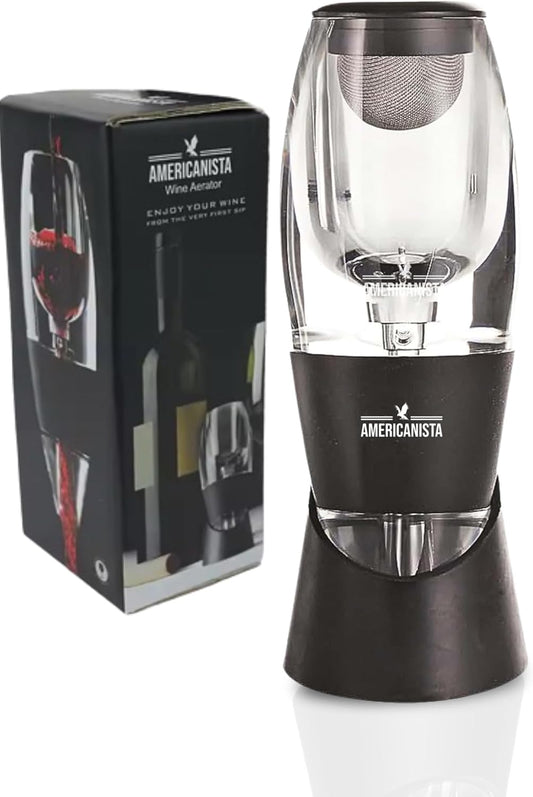 Red Wine Aerator- Wine Pourer- Decanter- Premium Wine Aerator with Stand - Decanter Aerating Spout with Filter for any type of Bottle or Glass- Oxygenator Accessory for Wine