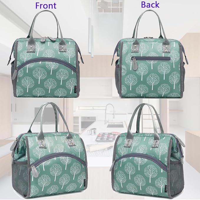 FlowFly Insulated Lunch Bag for Women, Men, Large and Reusable, Handle, Work and Travel Tote and Meal Prep Organizer, Dandelion