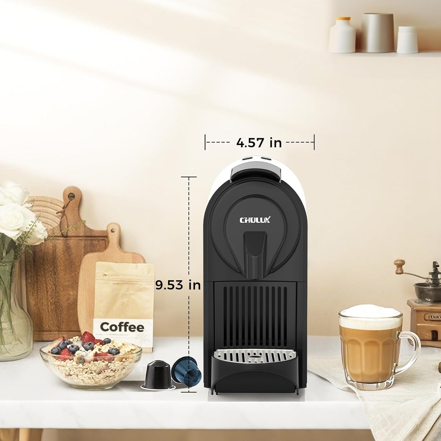 CHULUX Mini Espresso Pod Machine for NS Original Capsule, 20 Bar Single Serve Espresso Coffee Maker, 1400W