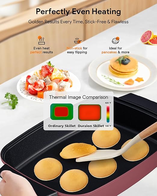 Nuwave Medley XL Digital Electric Skillet, Family Size Griddle w/Glass Lid, 2025 New & Improved Precision Heating, 100°-425°F, PFAS Free G11 Nonstick Ceramic Coating, Portable Hot Plate, 7qt Capacity