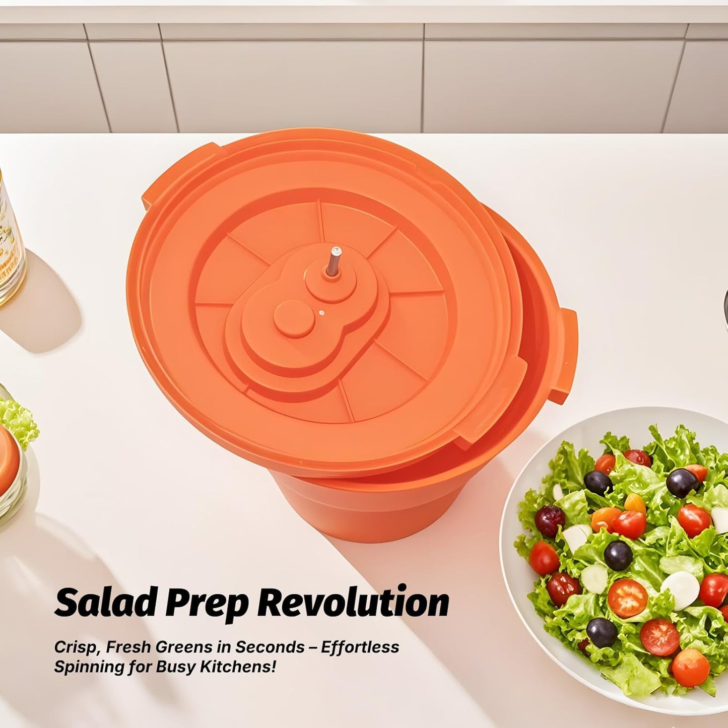 CMI 2.5 Gal/10 Qt Large Commercial Salad Spinner Jumbo Manual Lettuce Dryer-Dries up to 4 Heads of Lettuce, Orange (SP-9.5)