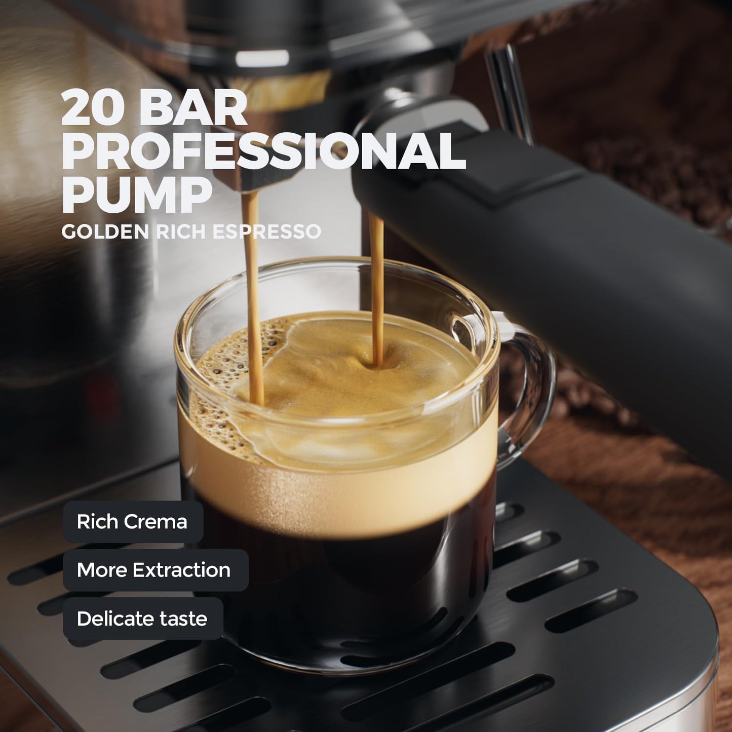 Espresso Machine with Rapid Cold Brew, Hot & Iced Coffee Machine, Espresso Maker with Milk Frother Steam Wand, One Touch Control with 41oz Water Tank for Latte, Cappuccino, Gift