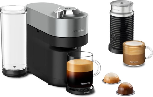 Nespresso Vertuo Pop+ Deluxe Coffee and Espresso Maker by Breville with Milk Frother, 1500 watts, Titan