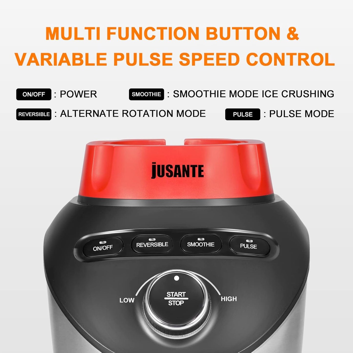 Blender, Countertop Blender for Smoothies with 64 oz Glass Jar Kitchen, 1200 Watts High Speed Juicer Blender Ice Crusher for Shakes Frozen Drinks (Red)