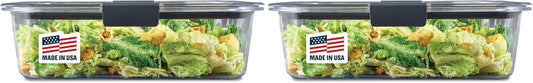 Rubbermaid Brilliance Food Storage Container, Large, 9.6 Cup | Clear | Pack of 2