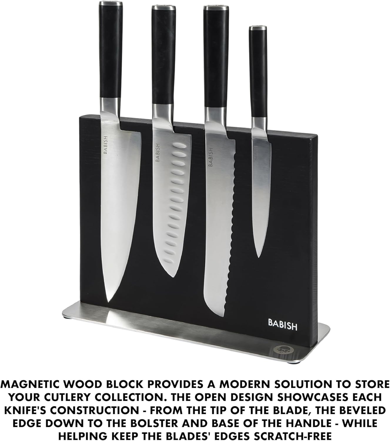 Babish 5 Piece 1.4116 German Steel Magnetic Forged Kitchen Knife Block Set