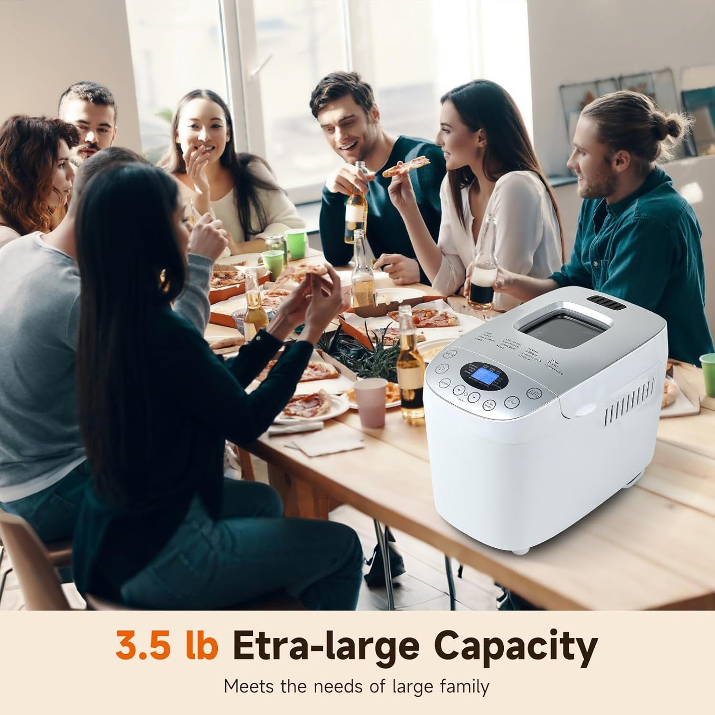 Davivy Bread Maker Machine 3.3LB Dough Maker,15-in-1 Automatic Bread Machine Maker with Nonstick Bowl, Jam& Yogurt, 3 Loaf Sizes and 3 crust settings,15-H Delay Timer（850W,Silver,3.3LB） (3.5LB)