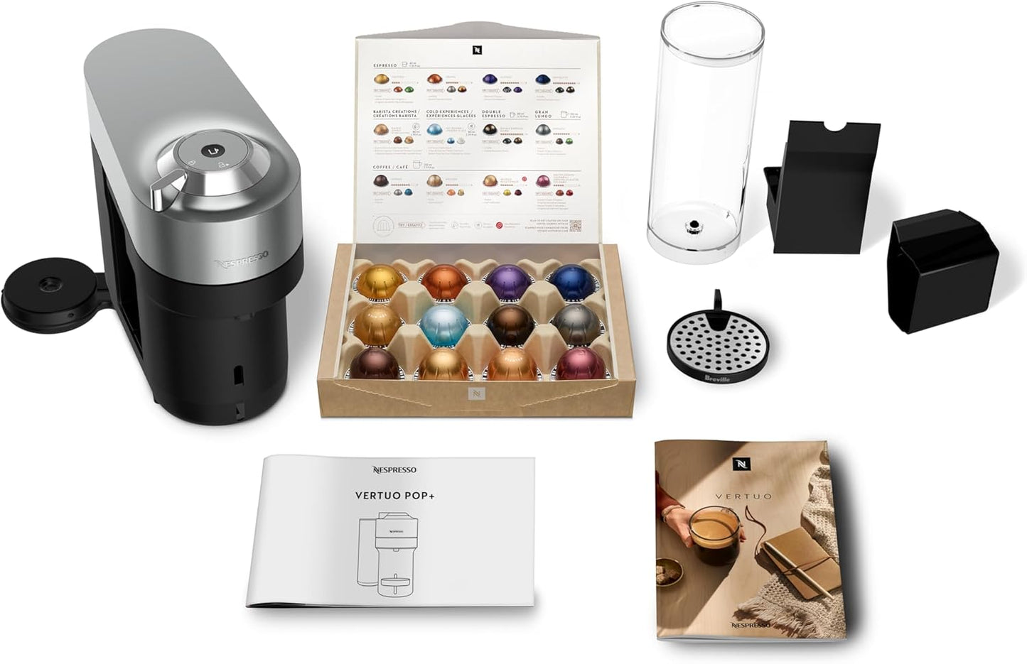 Nespresso Vertuo Pop+ Deluxe Coffee and Espresso Maker by Breville, Titan