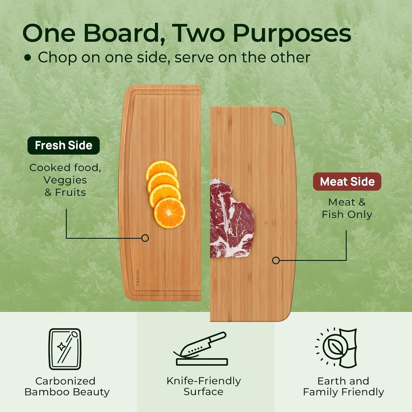 Dishwasher Safe Bamboo Cutting Boards 15.4x11.7in Heat-Resistant Chopping & Charcuterie Board with Juice Groove, Durable Lightweight Kitchen Essentials for Meat, Vegetables, Easy Clean