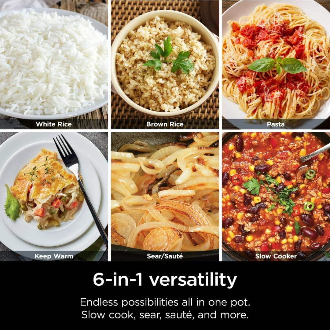 Multi-Cooker Ninja Foodi MC1100, Everyday Possible Cooker 6.5-Qt, 6-in-1 with Slow Cook, Slow Cooker, Sear/Sauté, Keep Warm, Rice and Pasta Functions, Compact Design, White, 6.5QT