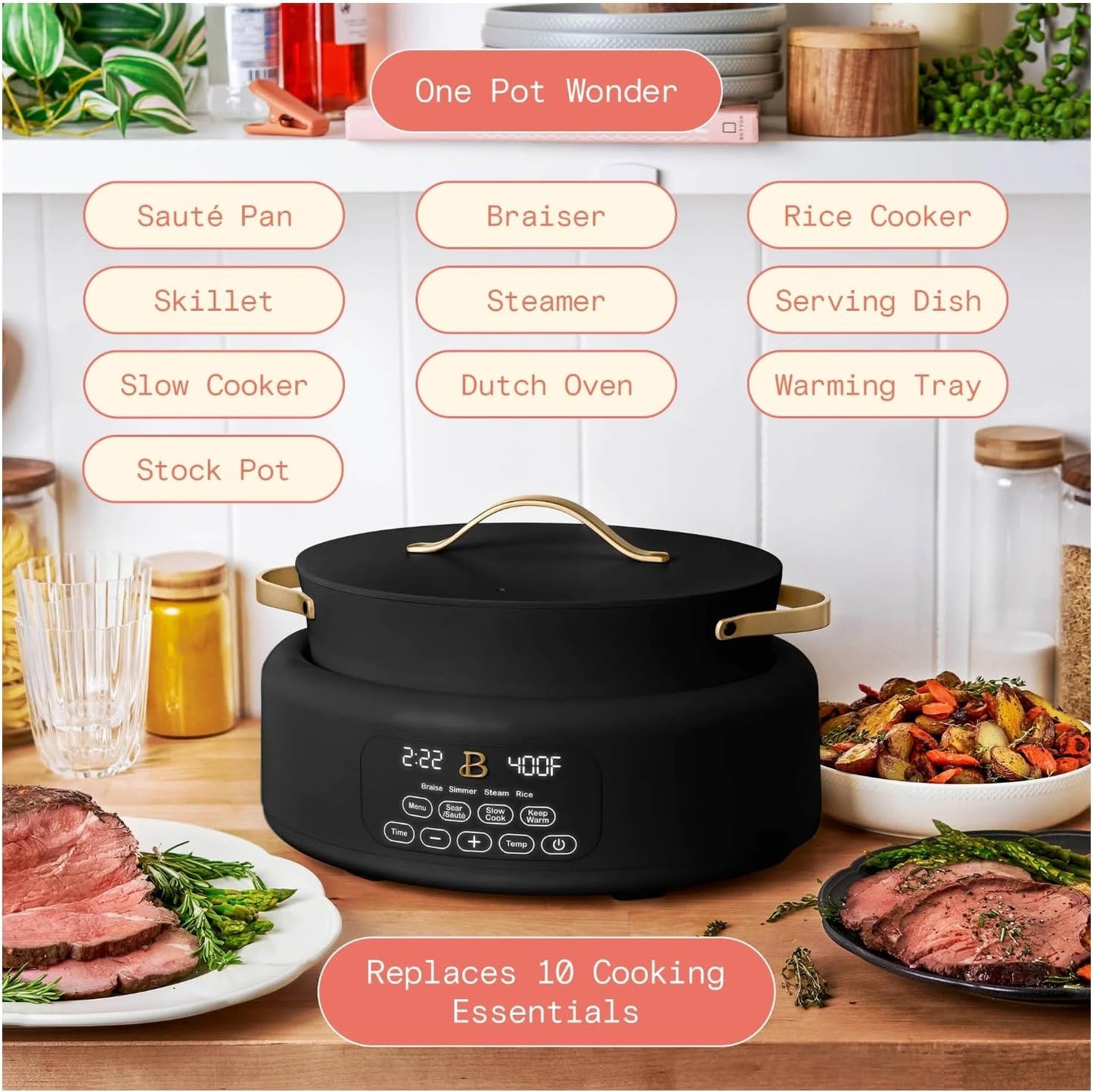 Beautiful 10-in-1 6 Qt Electric Multi-Cooker – Pressure Cook, Air Fry, Slow Cook & More: Ideal for Holiday Meals, Family Dinners & Festive Celebrations Limited Edition