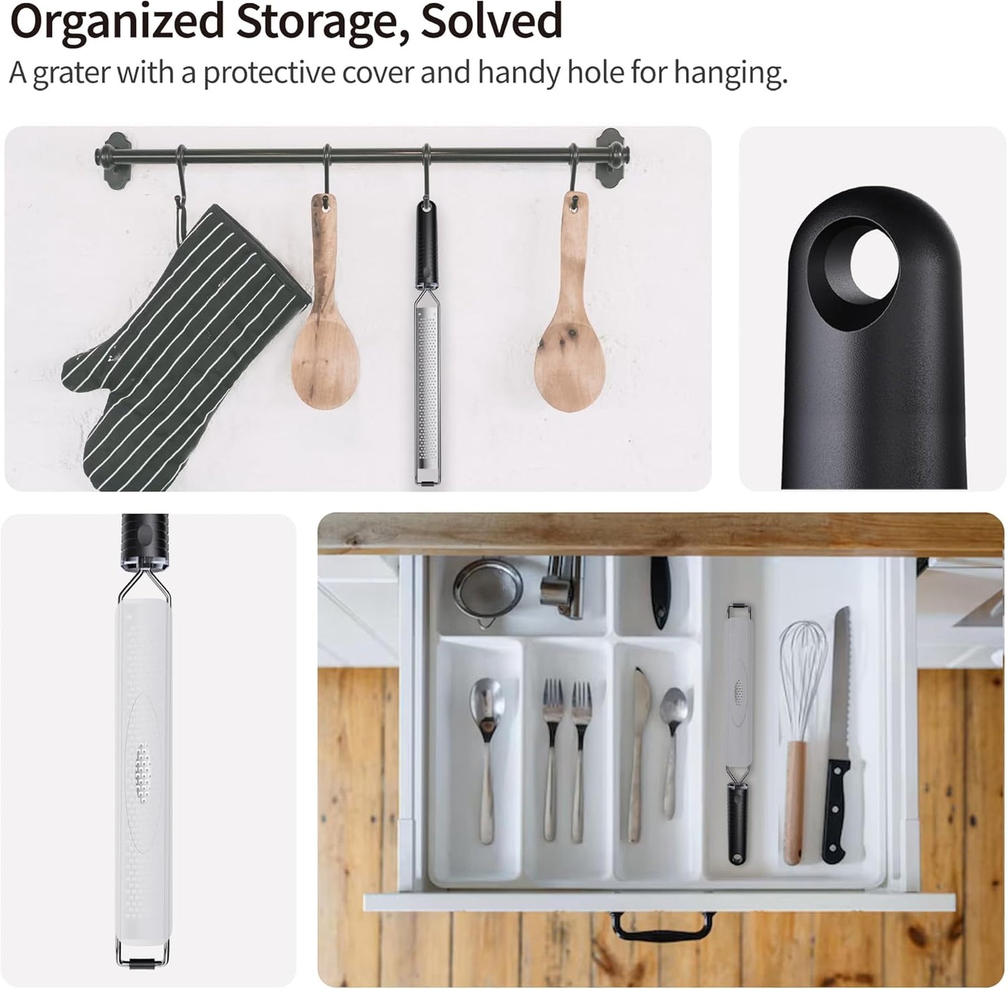 Lemon Zester Grater with Handle,L15" Cheese Grater for Hard Cheese,Chocolate & Nut Grater