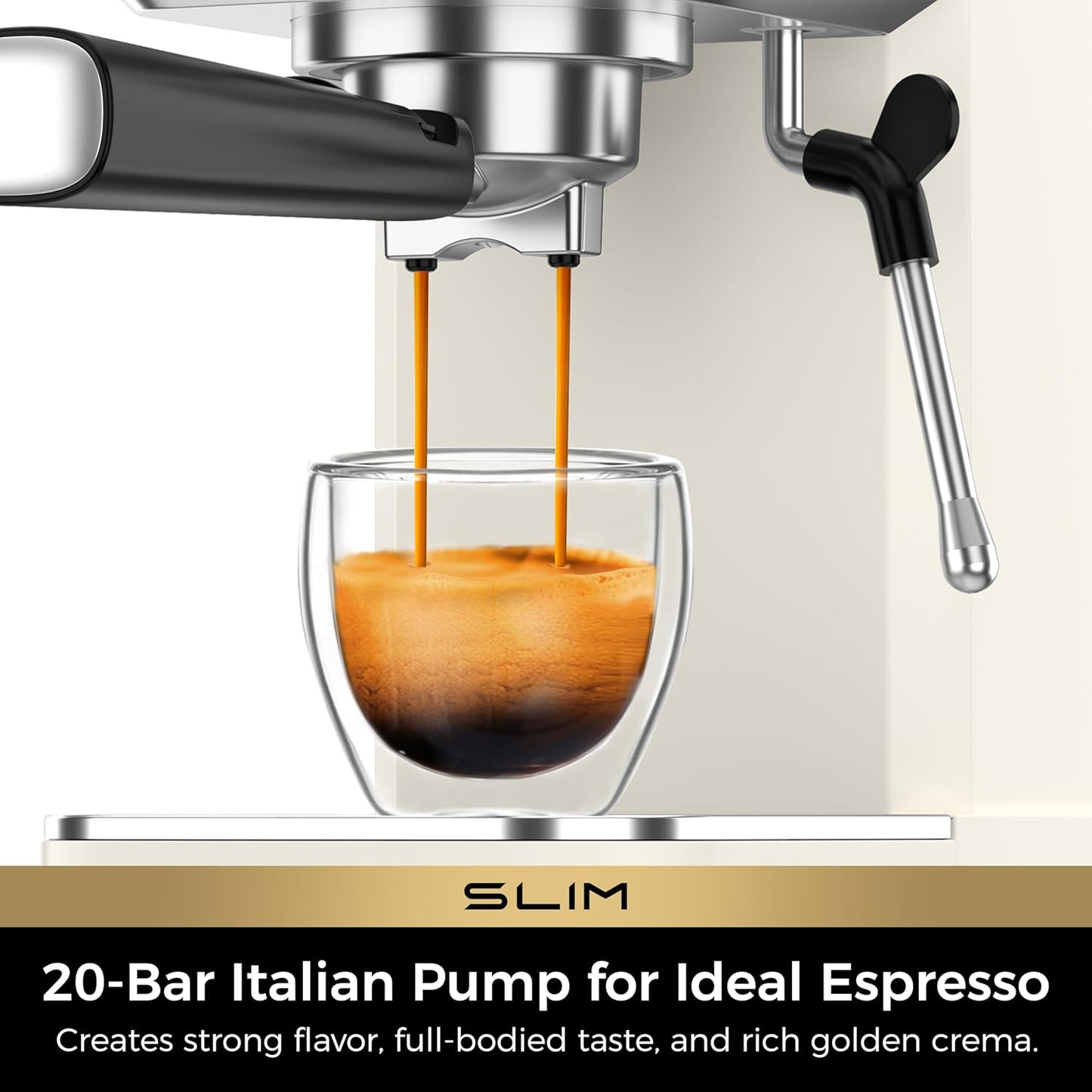 CHULUX Slim Espresso Machine with Milk Frother Steam Wand, 20 Bar Professional Italian Pump Espresso Coffee Machine for Home Cappuccino & Latte Maker, Creamy