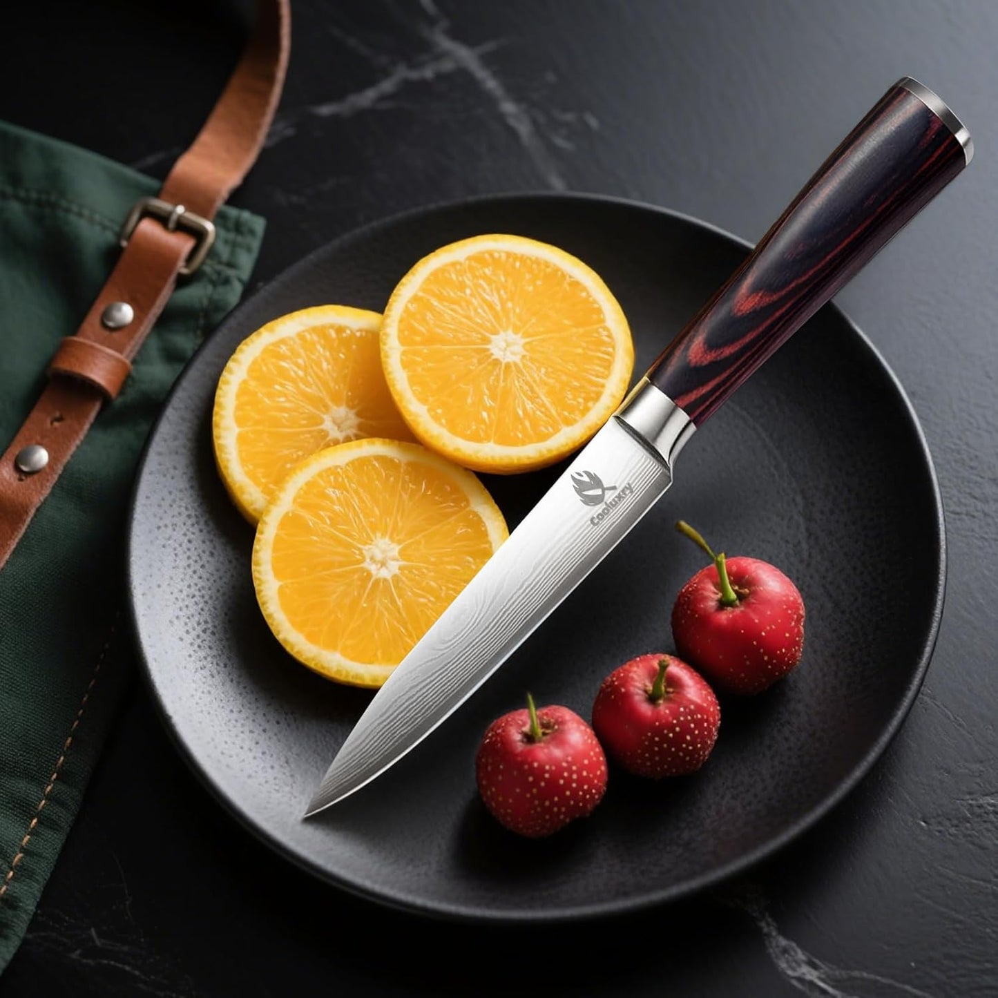 3-Piece Kitchen Knife Set, Chef Knife, Utility Knife & Paring Knife for Precise Cutting, 3 Piece High Carbon Stainless Steel Professional Chef Knife Set with Wooden Handle, Ultra Sharp Blade