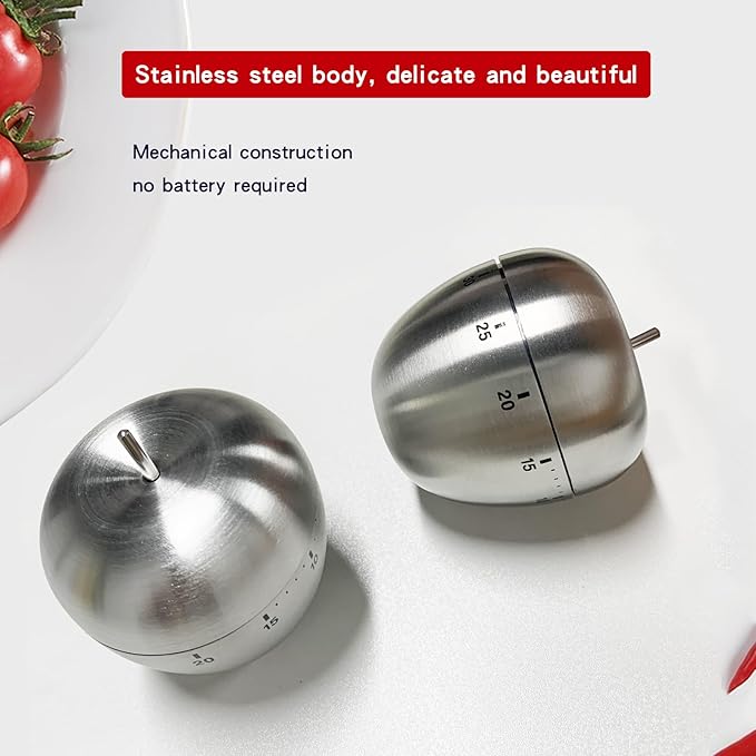 60 Minute Egg Timer, Kitchen Timers for Cooking, Wind Up Timer 0-60 Minutes, Timers for Classroom, Visual Timer for Kids, Mechanical Egg Shape Timer for Saunas and Hard Boiled Eggs (Fruit Shape)